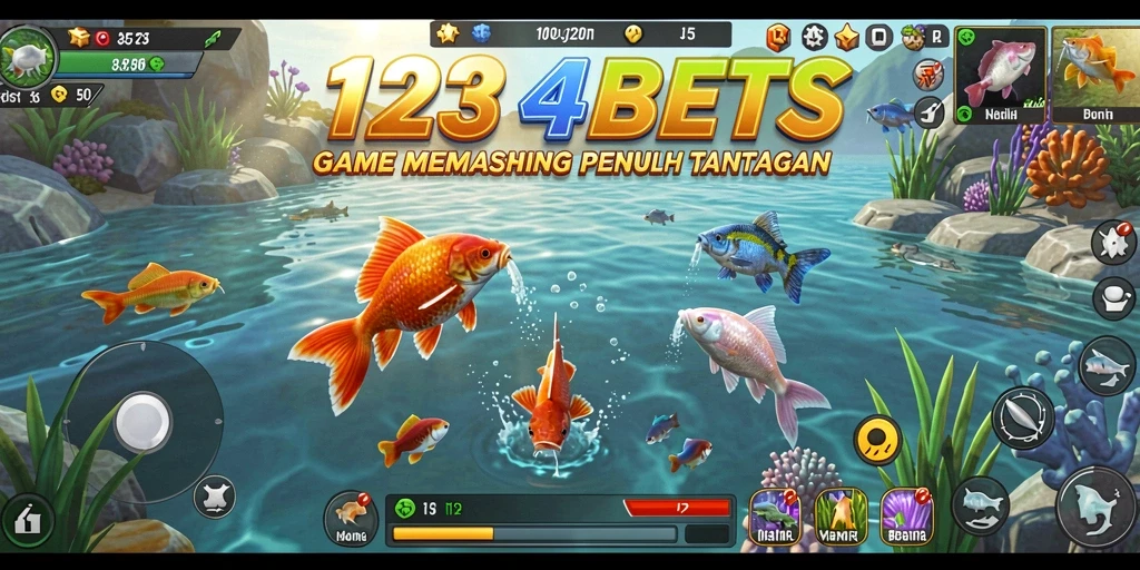 Screenshot gameplay 1234BETS menampilkan suasana memancing yang menenangkan.