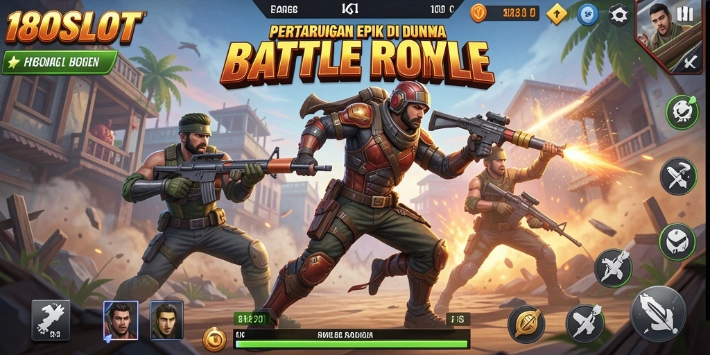 Gameplay intens dalam 180SLOT dengan aksi Battle Royale yang seru.