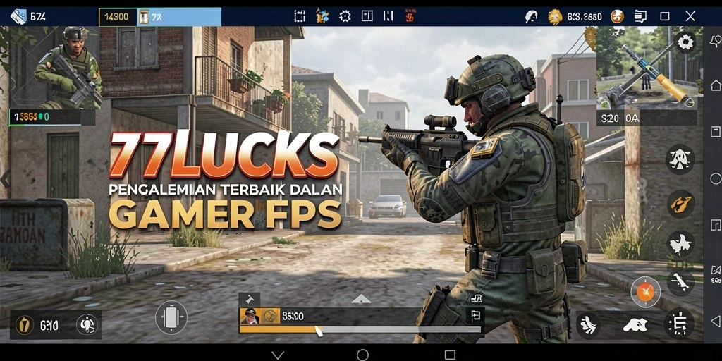 Tangkapan layar dari gameplay intens dalam 77LUCKS.