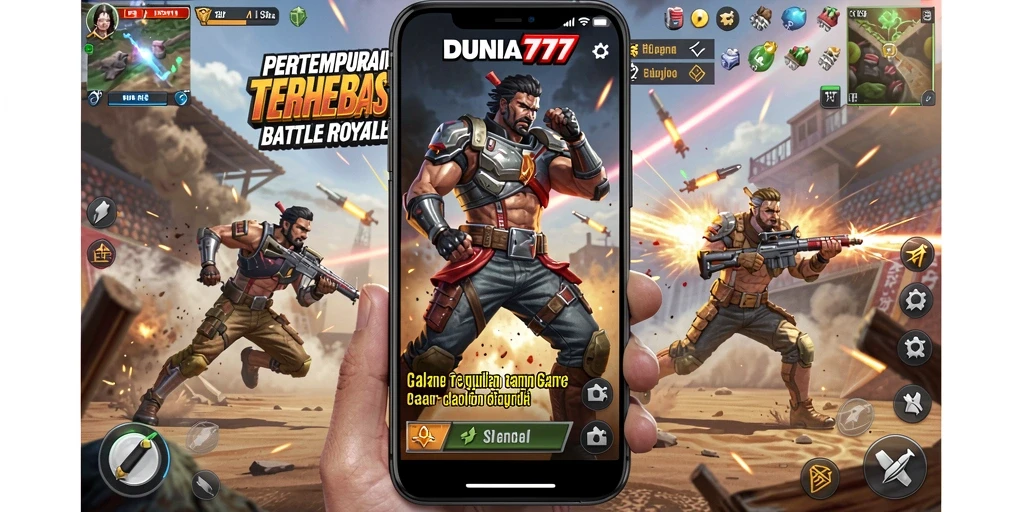 Gameplay DUNIA777 yang intens dan seru dalam arena Battle Royale.
