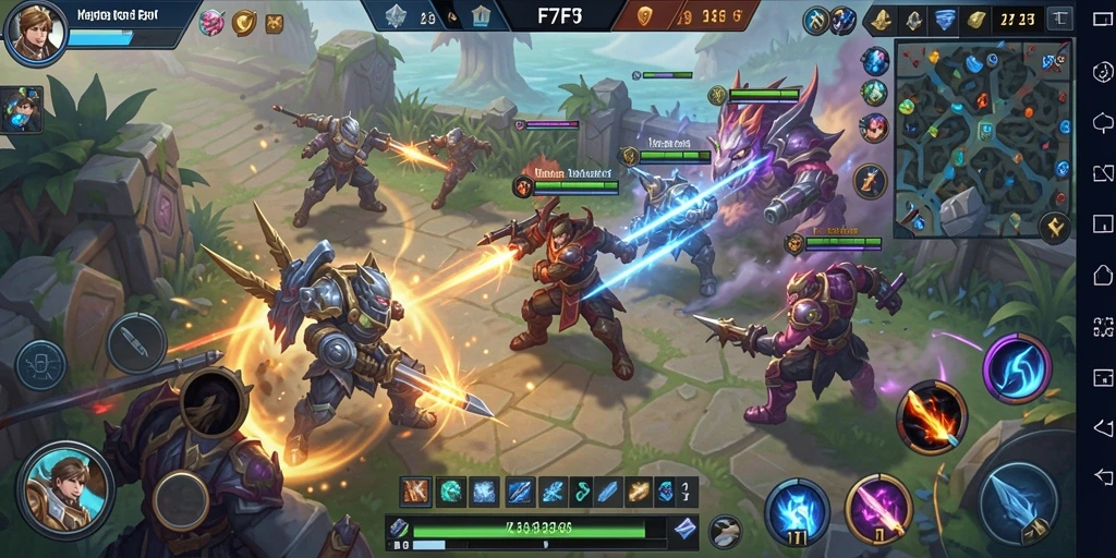 Tampilan action seru dalam permainan MOBA F7F7.
