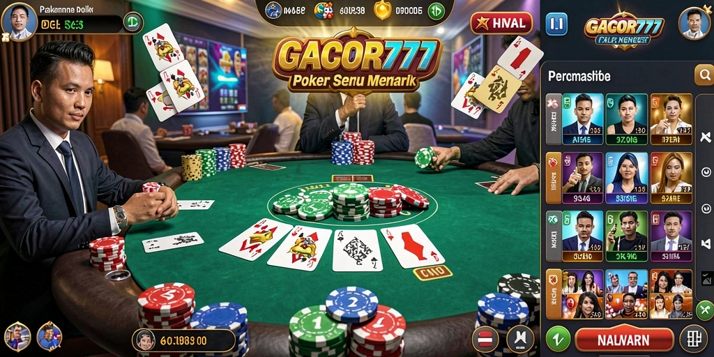 Tampilan gameplay poker yang menarik dan interaktif di GACOR777.