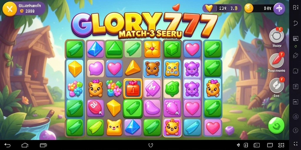 Gameplay seru dan penuh warna di GLORY777 Match-3.