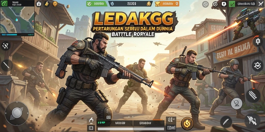 Screenshot menunjukkan pertarungan sengit di medan perang LEDAKGG.
