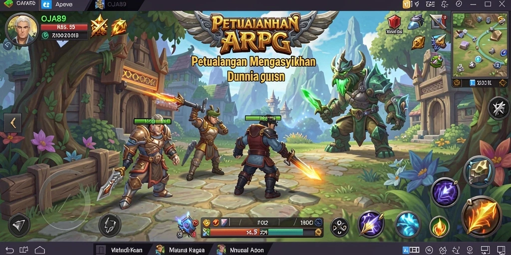 Tangkapan layar utama OJA89 menunjukkan aksi seru dalam dunia ARPG.