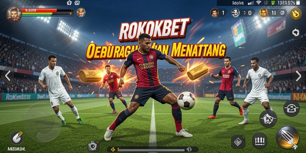 Screenshot utama ROKOKBET menampilkan aksi seru dalam permainan olahraga.