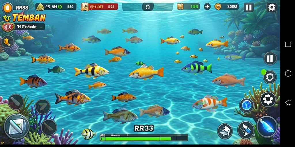 Tampilan gameplay RR33 dengan aksi Tembak Ikan yang seru.