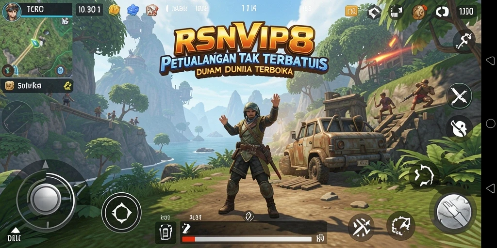 Screenshot utama RSNVIP8 menampilkan gameplay Open World yang luas dan indah.
