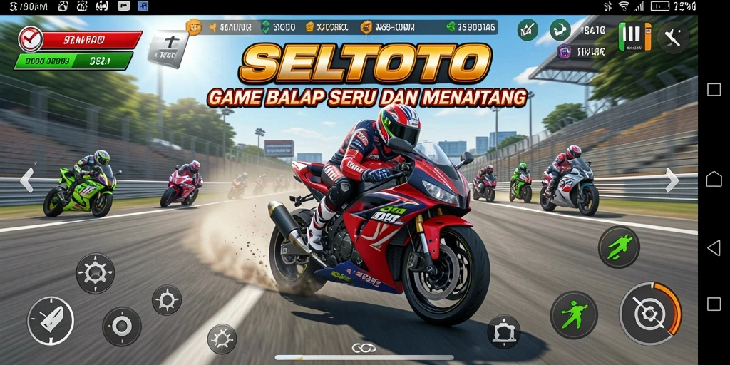 Tampilan gameplay seru dalam balapan motor di SELTOTO.