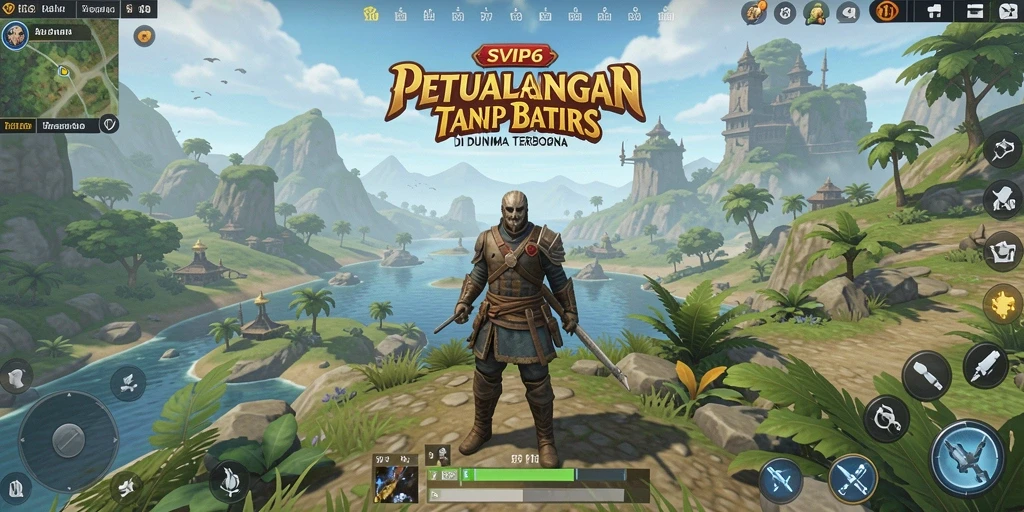 Screenshot gameplay SVIP6 menampilkan petualangan di dunia terbuka.